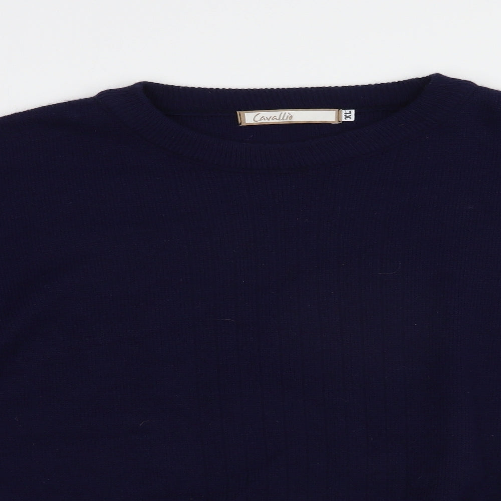 Cavallio Mens Blue Crew Neck  Acrylic Pullover Jumper Size XL