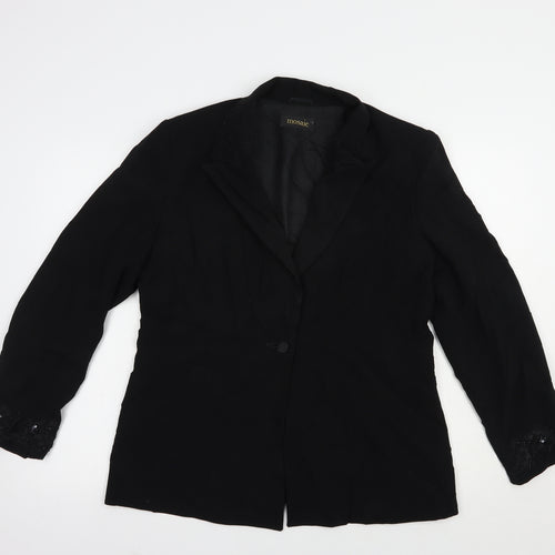 Mosaic Womens Black   Jacket Blazer Size 16  Button