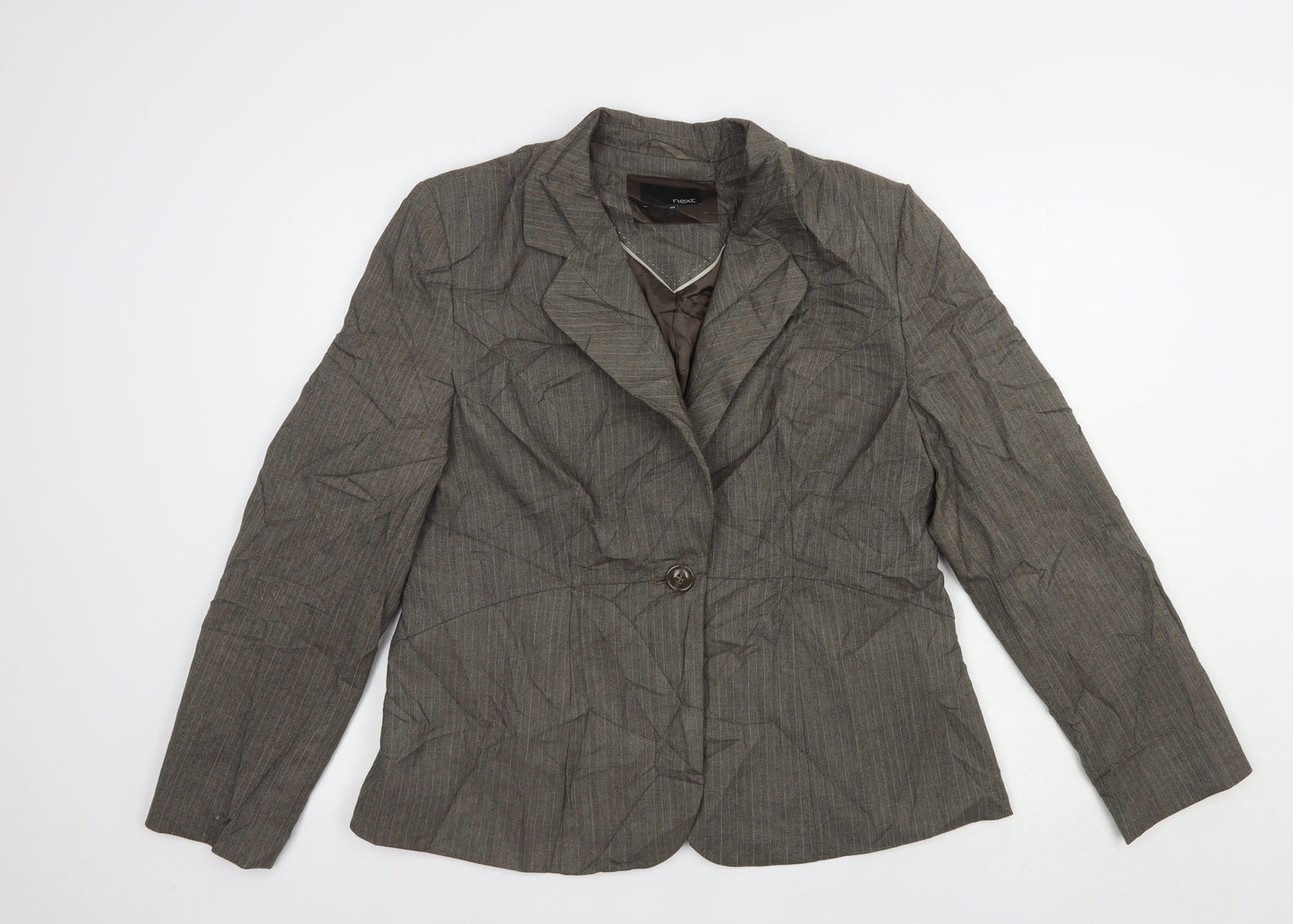NEXT Womens Grey Striped  Jacket Blazer Size 18  Button