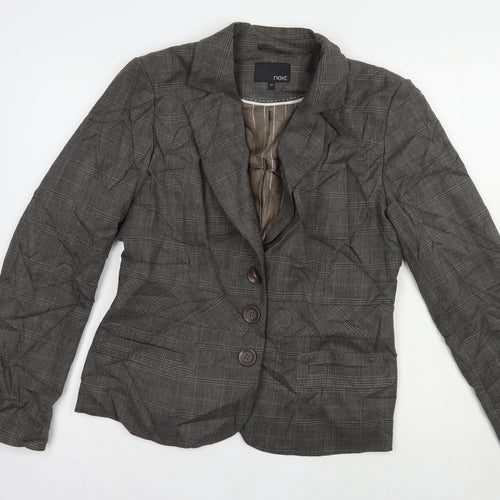 NEXT Womens Grey Plaid  Jacket Blazer Size 14  Button