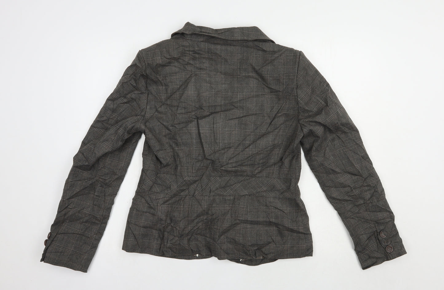 NEXT Womens Grey Plaid  Jacket Blazer Size 14  Button