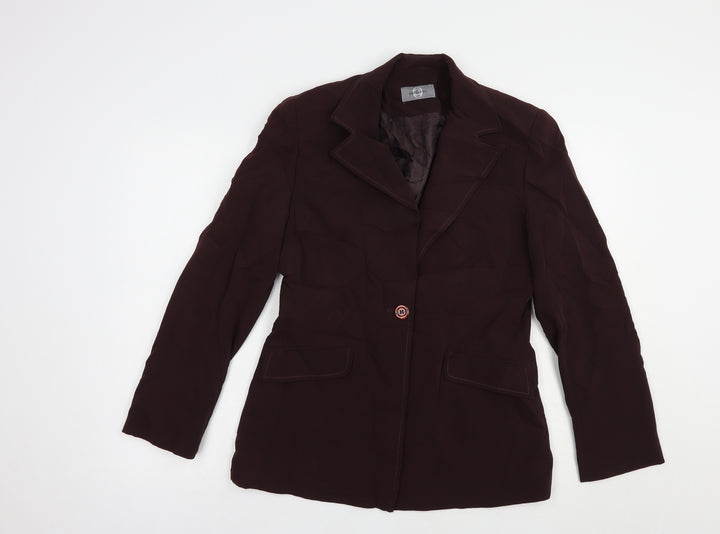 AMARANTO Womens Purple Jacket Blazer Size 12 Button