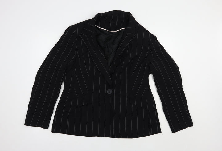 Vie de Mode Womens Black Striped Jacket Blazer Size 18 Button