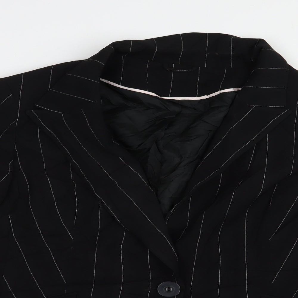 Vie de Mode Womens Black Striped  Jacket Blazer Size 18  Button