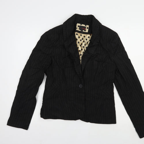 NEXT Womens Black Striped  Jacket Blazer Size 12  Button