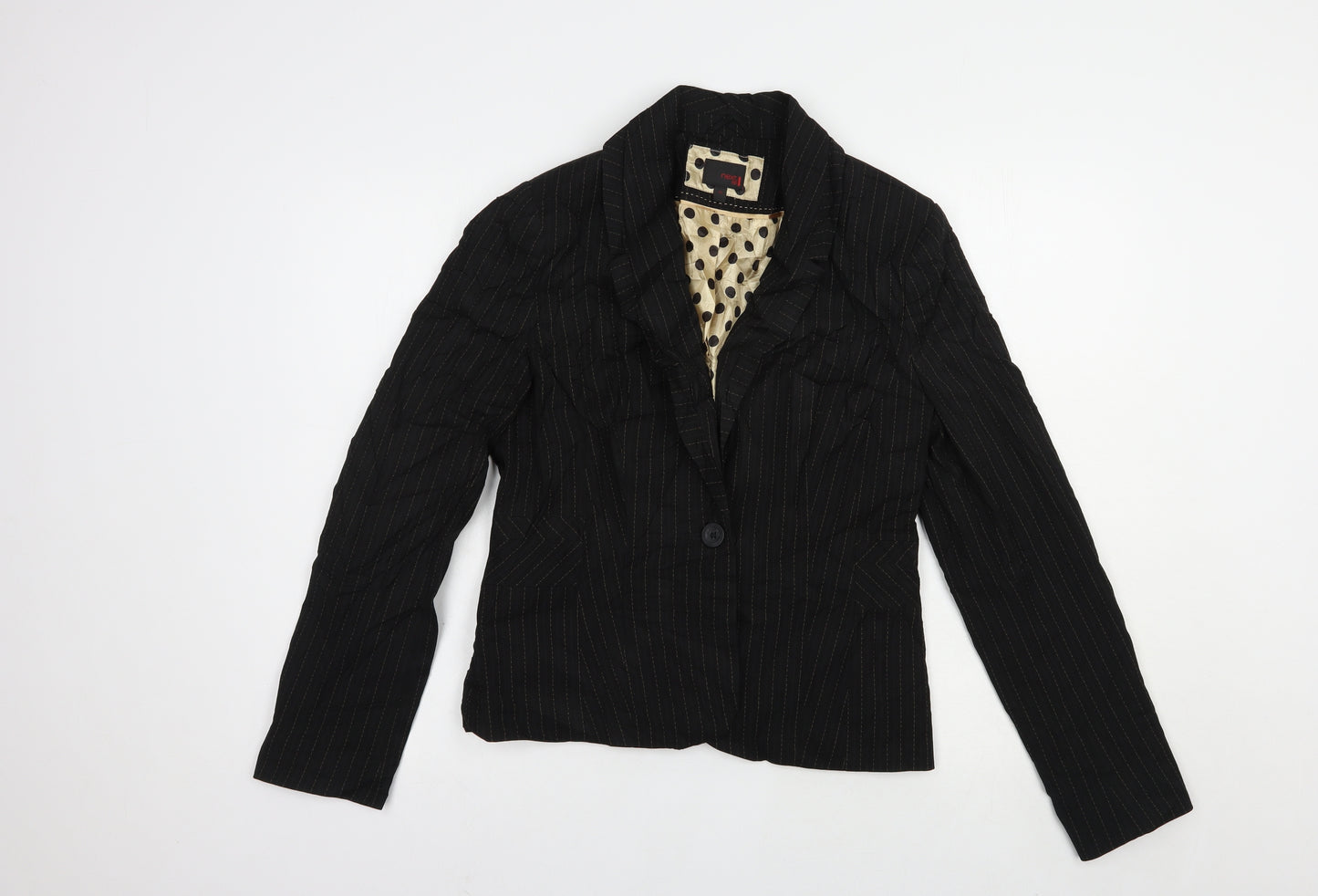 NEXT Womens Black Striped  Jacket Blazer Size 12  Button