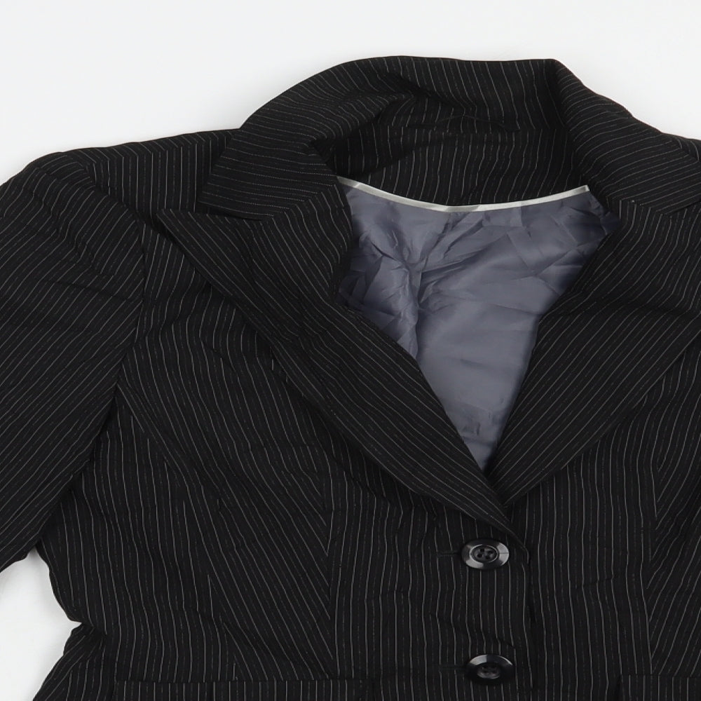 Dorothy Perkins Womens Black Striped  Jacket Blazer Size 8  Button