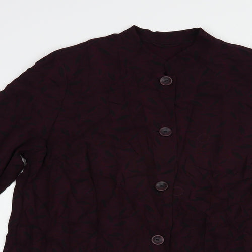 essence Womens Purple Floral  Jacket Blazer Size L  Button