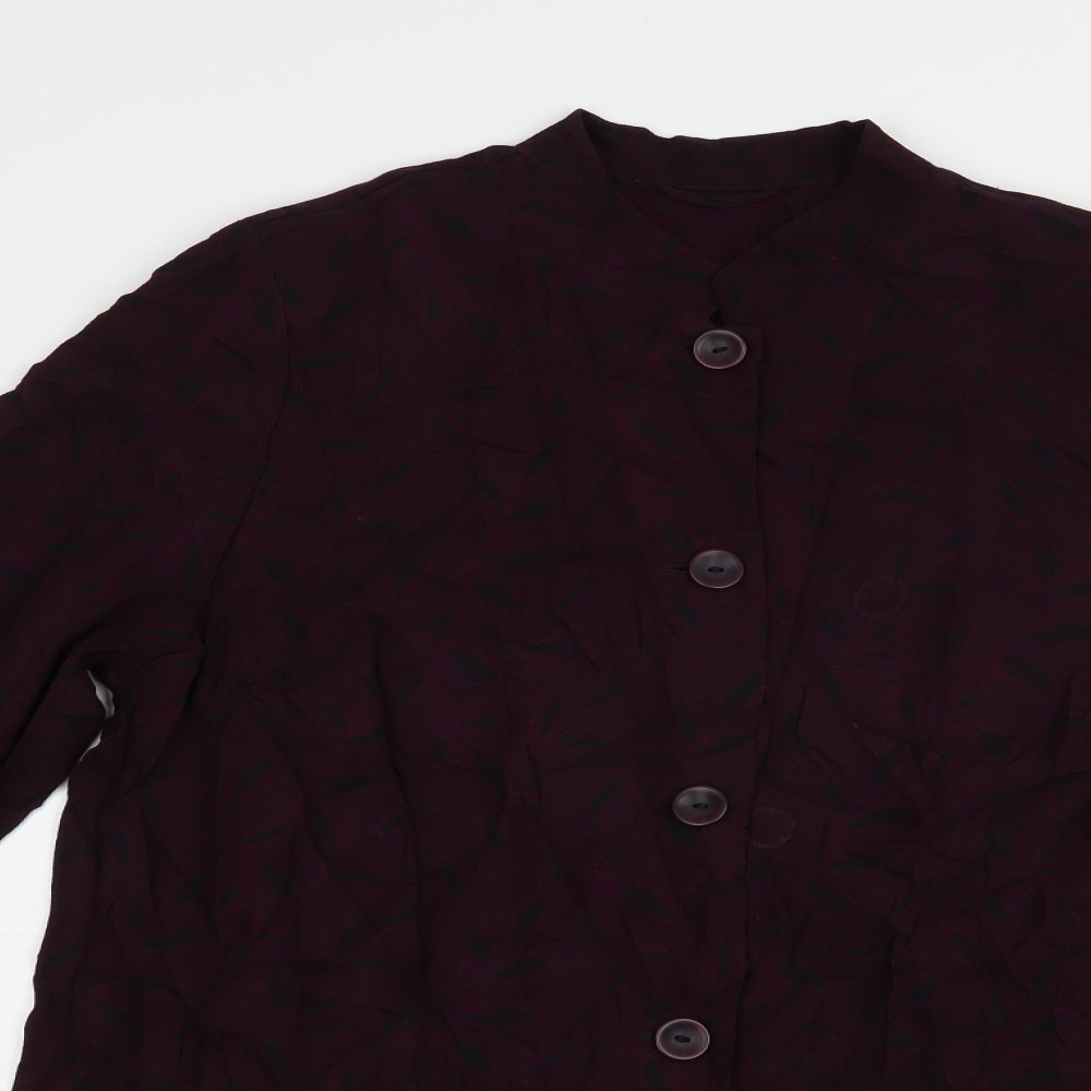 essence Womens Purple Floral  Jacket Blazer Size L  Button