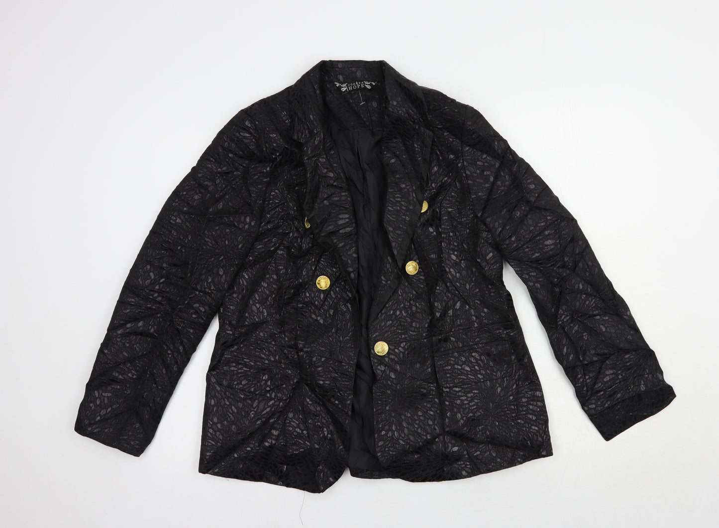 Joanna Hope Womens Black Floral  Jacket Blazer Size 14
