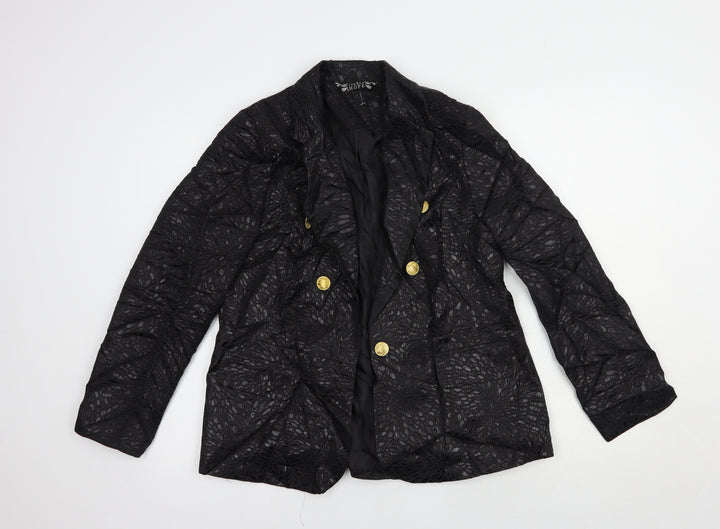Joanna Hope Womens Black Floral  Jacket Blazer Size 14