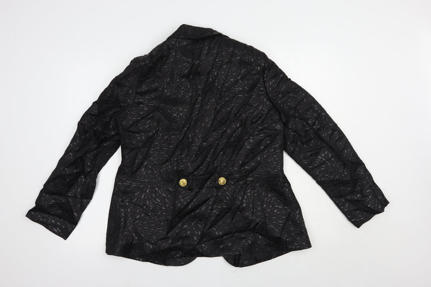 Joanna Hope Womens Black Floral  Jacket Blazer Size 14