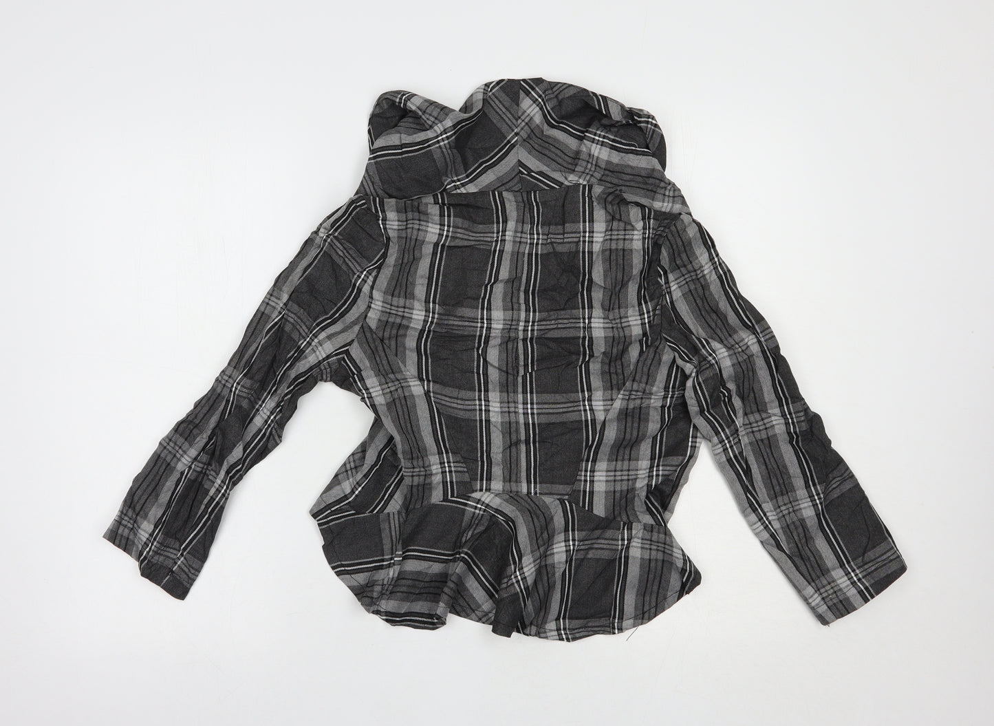 Ribbon Womens Grey Plaid  Jacket Blazer Size 10  Zip