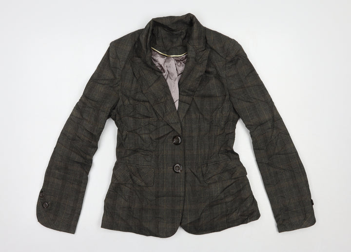 F&F Womens Grey Plaid Jacket Blazer Size 10 Button