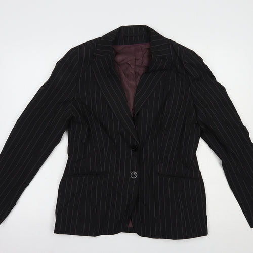 Dorothy Perkins Womens Black Striped  Jacket Blazer Size 14  Button