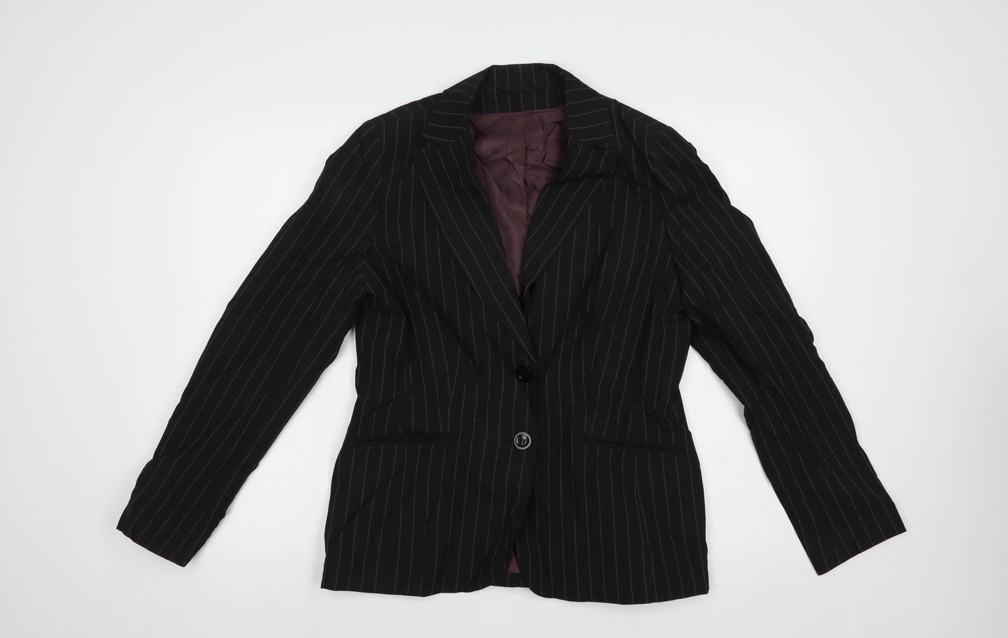 Dorothy Perkins Womens Black Striped  Jacket Blazer Size 14  Button