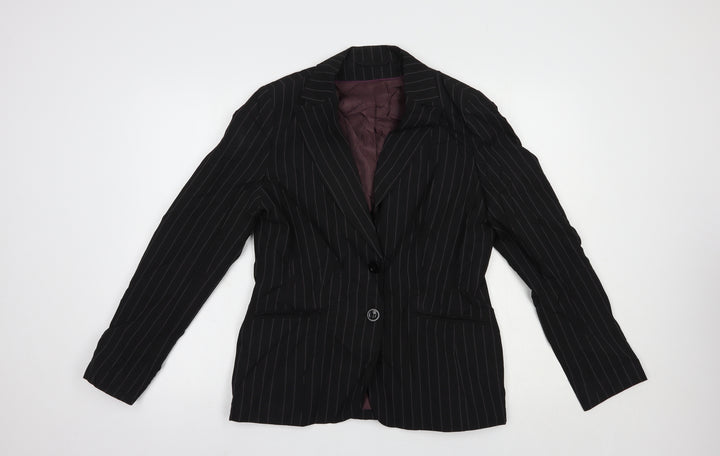 Dorothy Perkins Womens Black Striped Jacket Blazer Size 14 Button