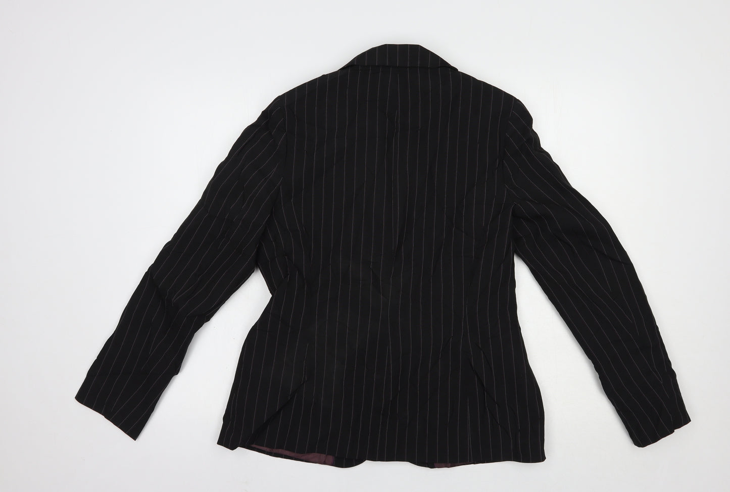 Dorothy Perkins Womens Black Striped  Jacket Blazer Size 14  Button