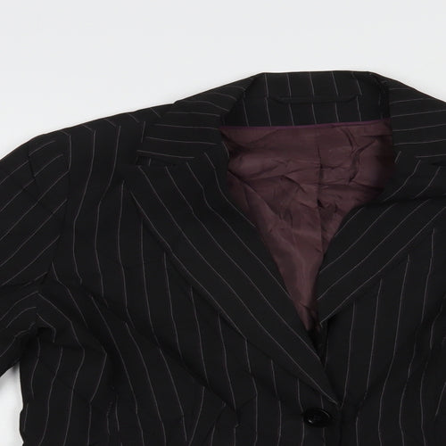 Dorothy Perkins Womens Black Striped  Jacket Blazer Size 14  Button