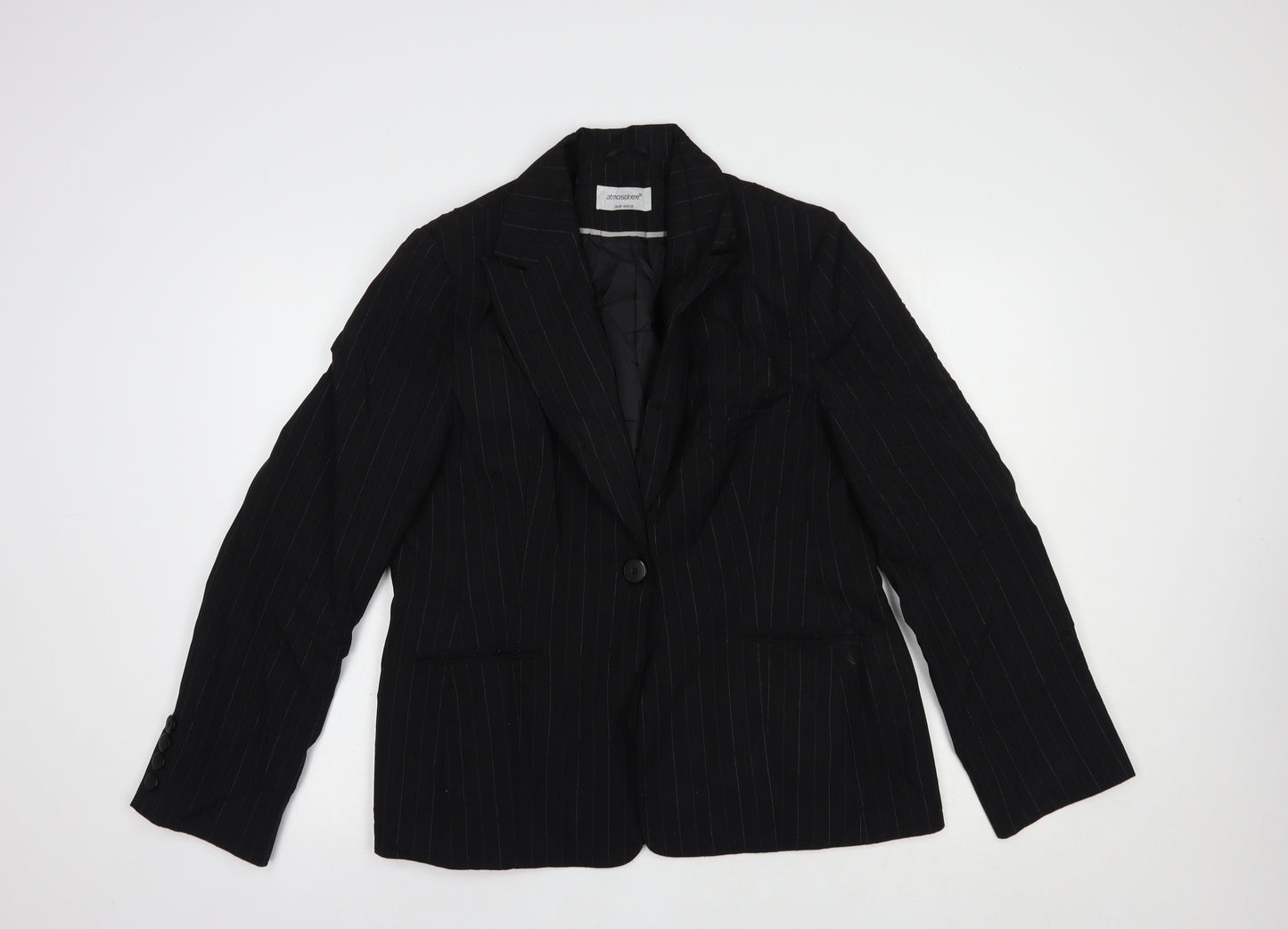 Atmosphere Womens Black Striped  Jacket Blazer Size 16  Button