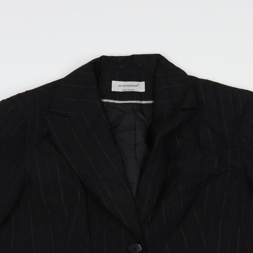 Atmosphere Womens Black Striped  Jacket Blazer Size 16  Button