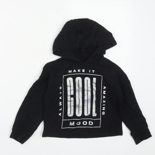 F&F Girls Black  Cotton Pullover Hoodie Size 4-5 Years