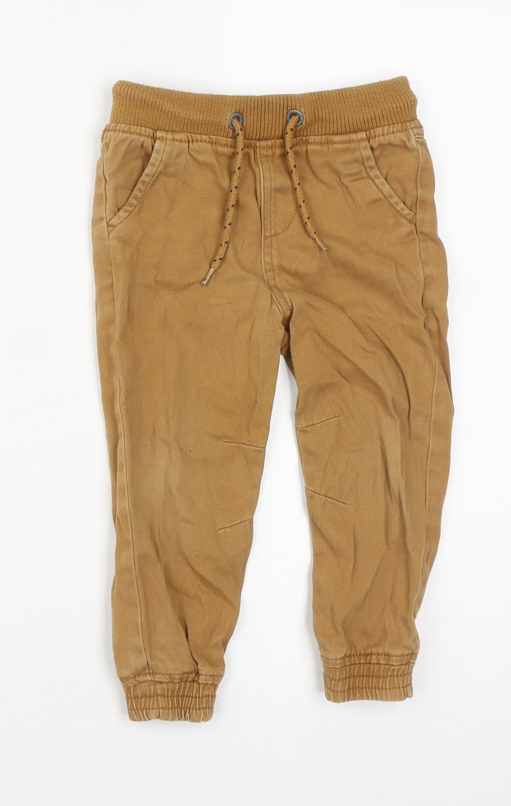 Matalan Boys Brown  Cotton Cargo Trousers Size 18-24 Months  Drawstring