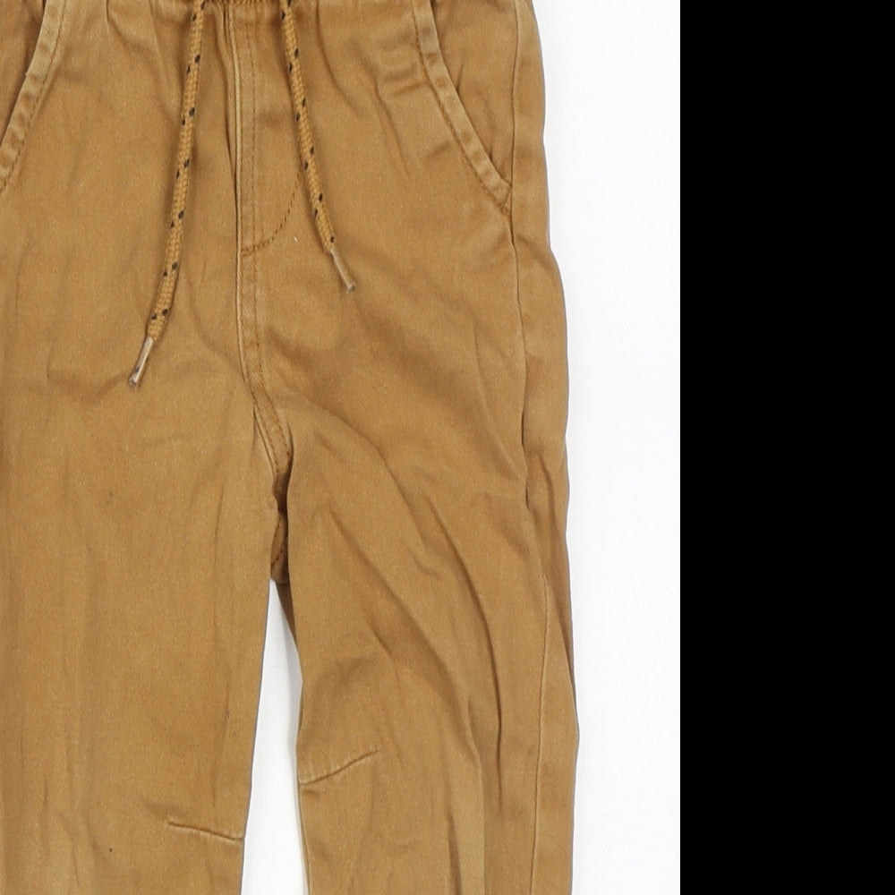 Matalan Boys Brown  Cotton Cargo Trousers Size 18-24 Months  Drawstring