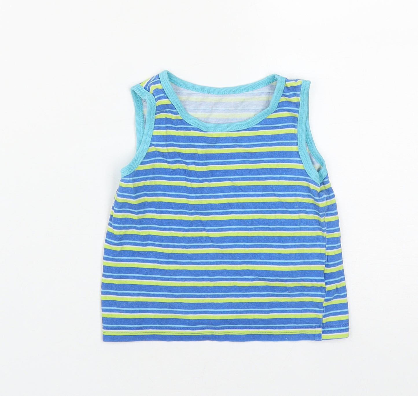 Primark Boys Multicoloured Striped Cotton Basic Tank Size 2-3 Years Round Neck