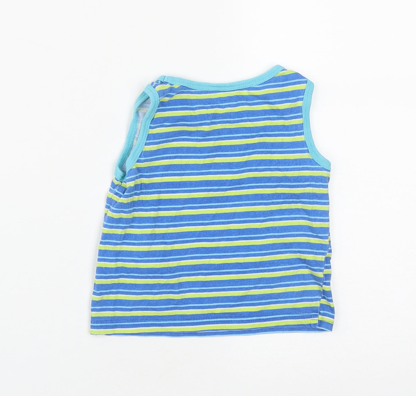 Primark Boys Multicoloured Striped Cotton Basic Tank Size 2-3 Years Round Neck