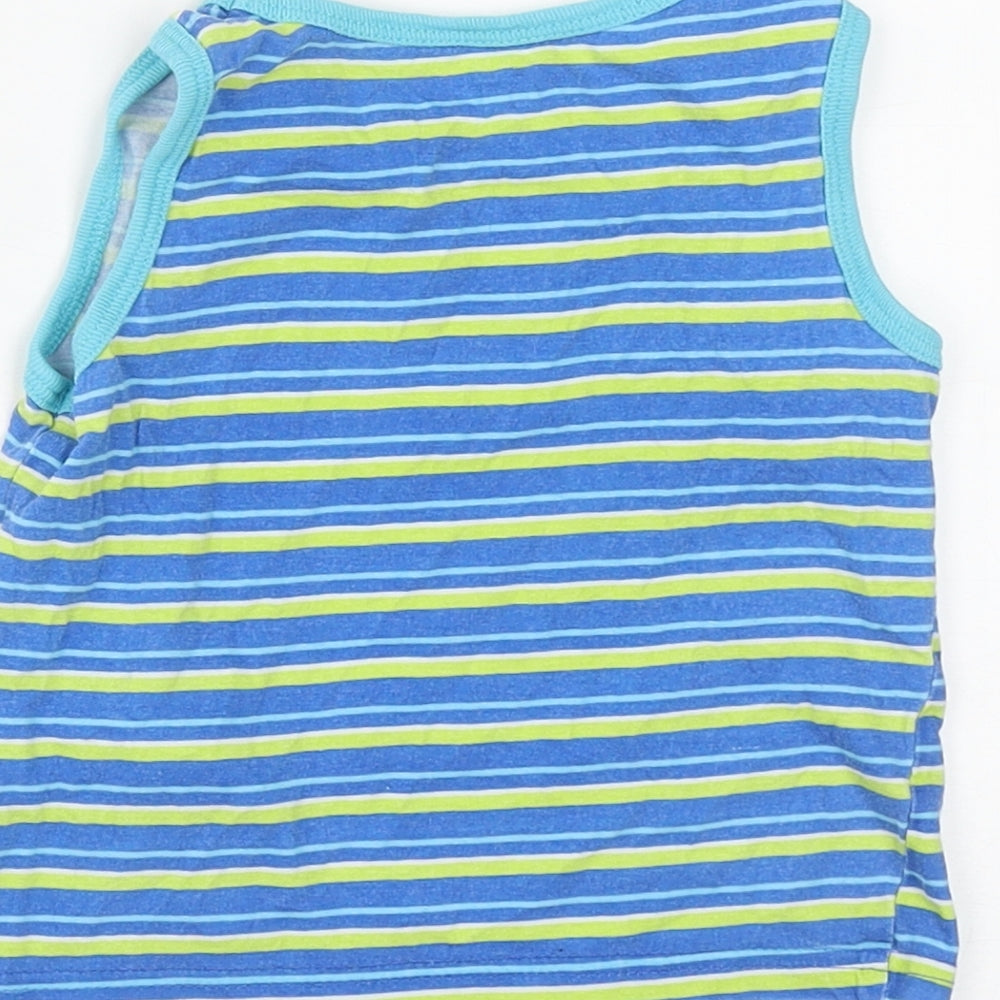 Primark Boys Multicoloured Striped Cotton Basic Tank Size 2-3 Years Round Neck