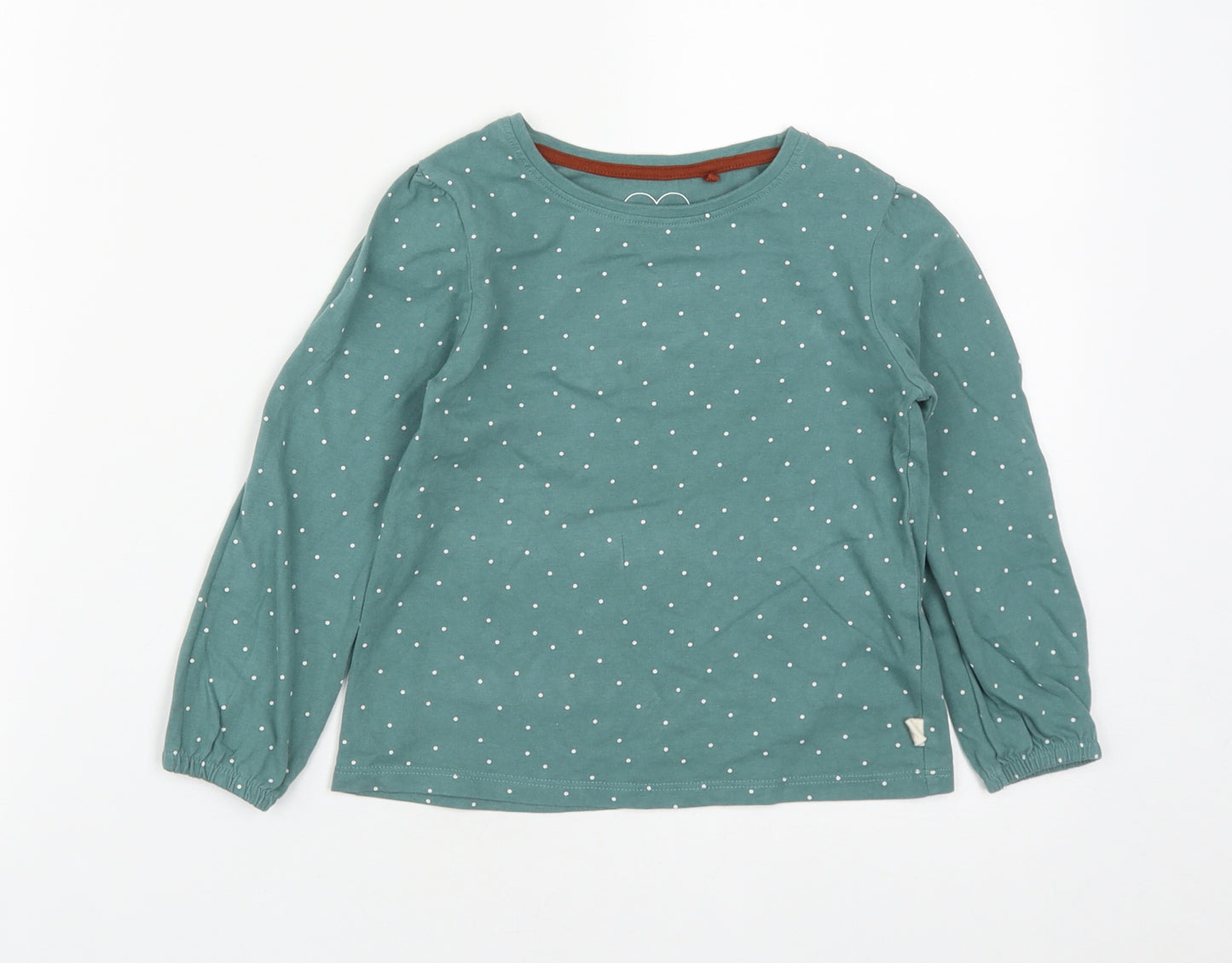 NEXT Girls Green Polka Dot Cotton Basic Casual Size 3-4 Years Round Neck