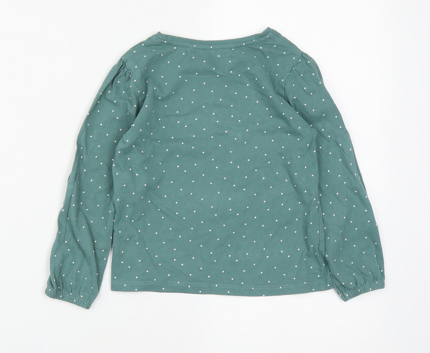NEXT Girls Green Polka Dot Cotton Basic Casual Size 3-4 Years Round Neck