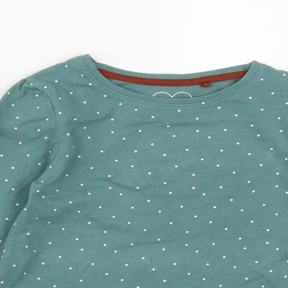 NEXT Girls Green Polka Dot Cotton Basic Casual Size 3-4 Years Round Neck