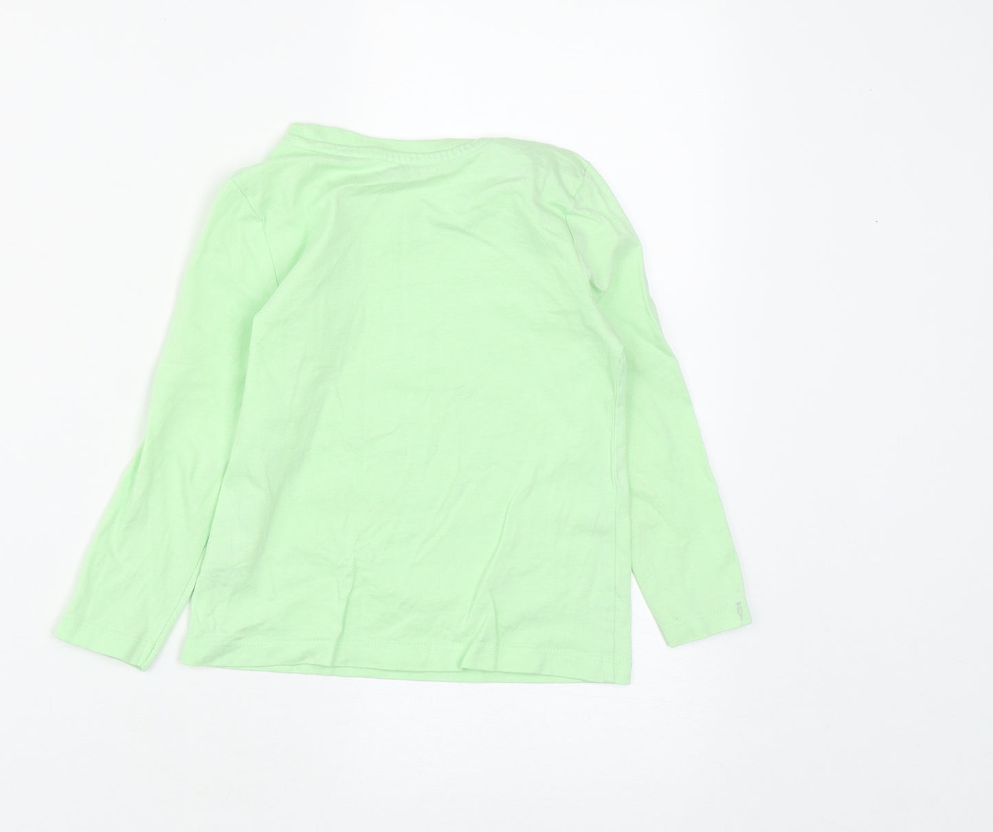 Dunnes Stores Girls Green  Cotton Basic Casual Size 3-4 Years Round Neck  - Unicorn