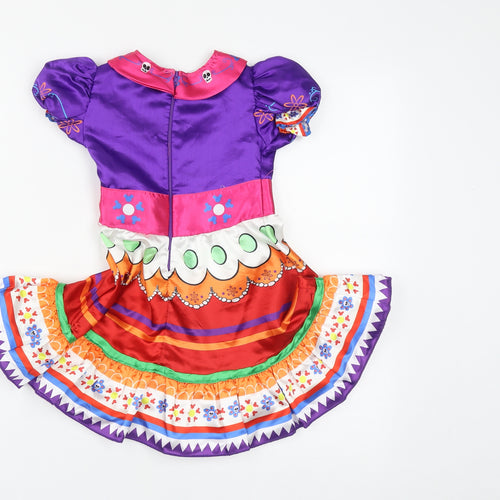 Disney Girls Multicoloured Geometric Polyester Fit & Flare  Size 4 Years  Round Neck Zip - Minnie Mouse Fancy Dress