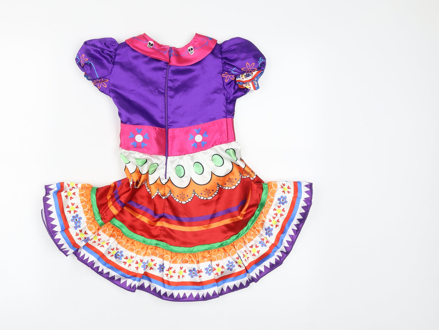 Disney Girls Multicoloured Geometric Polyester Fit & Flare  Size 4 Years  Round Neck Zip - Minnie Mouse Fancy Dress