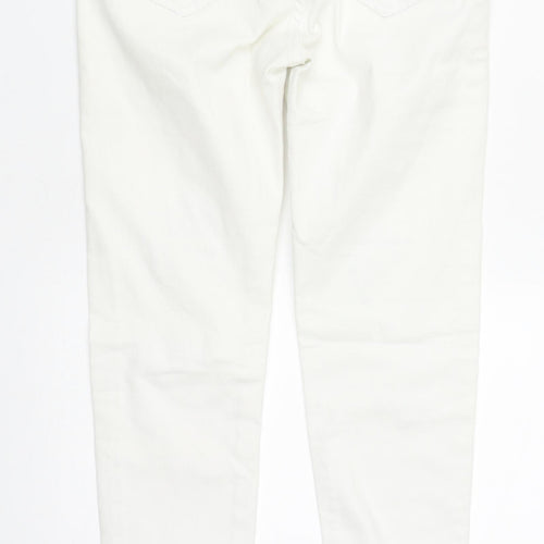 Preworn Womens White Geometric Cotton Straight Jeans Size S L27 in Regular Zip