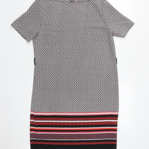Primark Womens Multicoloured Geometric Polyester A-Line  Size 8  Round Neck