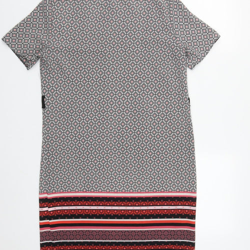 Primark Womens Multicoloured Geometric Polyester A-Line  Size 8  Round Neck
