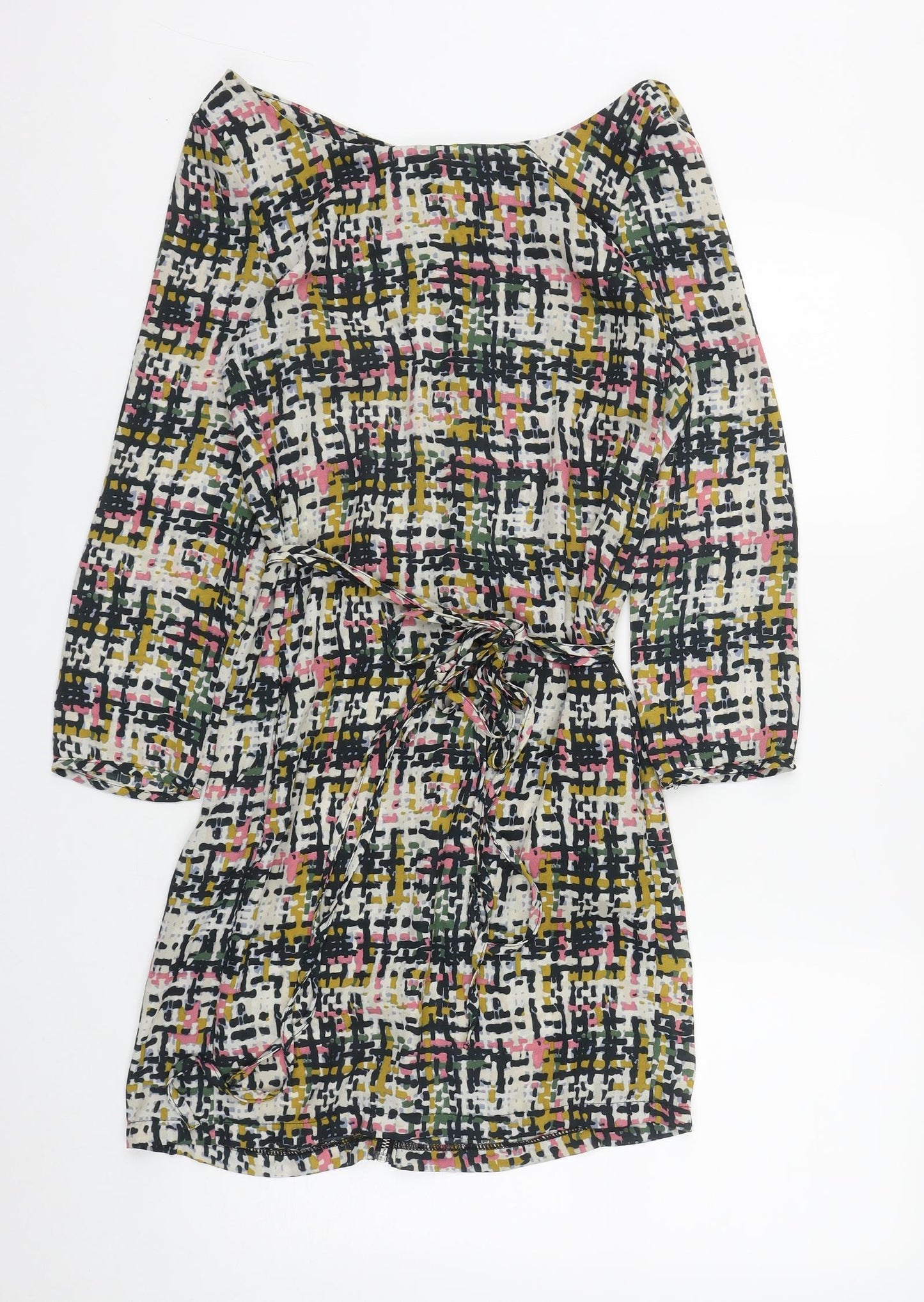 SWEEWE Womens Multicoloured Geometric Polyester A-Line  Size S  Scoop Neck Zip