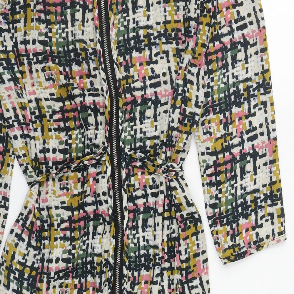 SWEEWE Womens Multicoloured Geometric Polyester A-Line  Size S  Scoop Neck Zip