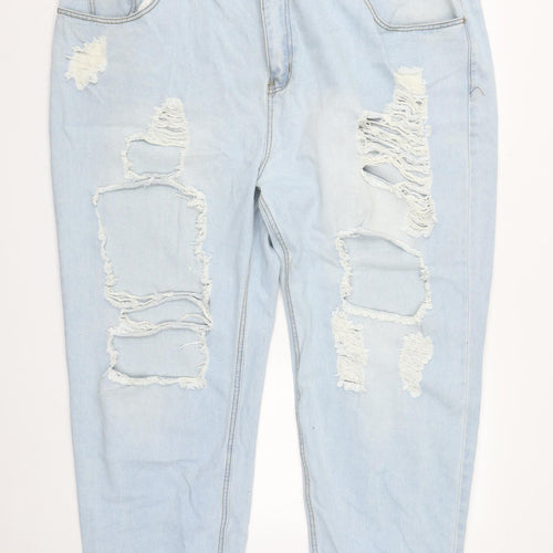 PRETTYLITTLETHING Womens Blue  Cotton Straight Jeans Size 26 L27 in Regular Zip