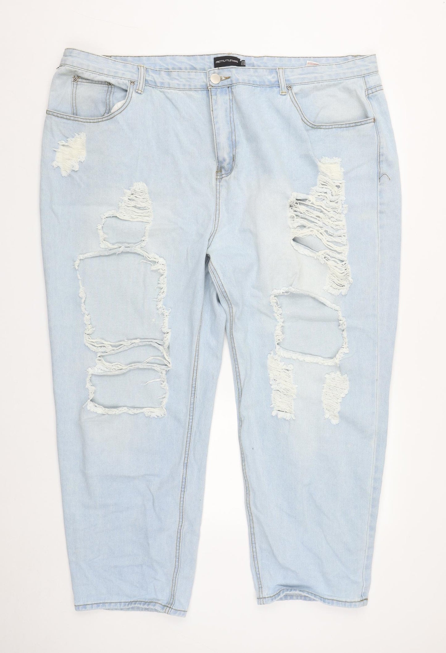 PRETTYLITTLETHING Womens Blue  Cotton Straight Jeans Size 26 L27 in Regular Zip