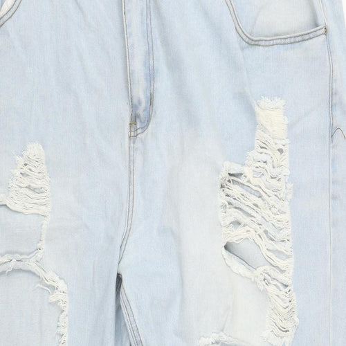 PRETTYLITTLETHING Womens Blue  Cotton Straight Jeans Size 26 L27 in Regular Zip