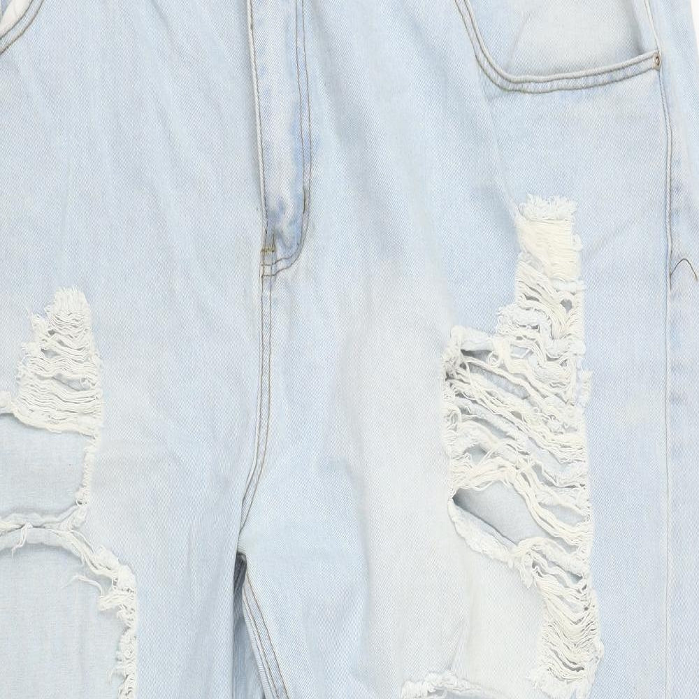 PRETTYLITTLETHING Womens Blue  Cotton Straight Jeans Size 26 L27 in Regular Zip