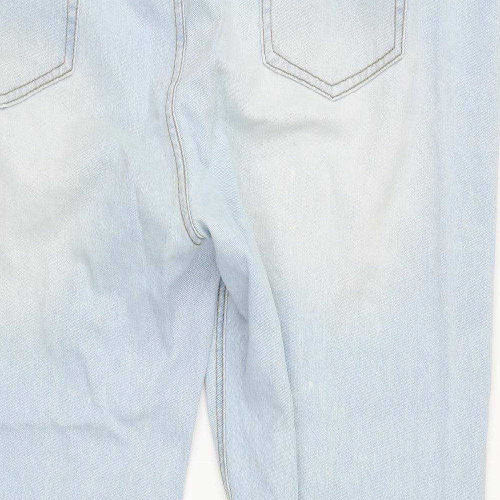PRETTYLITTLETHING Womens Blue  Cotton Straight Jeans Size 26 L27 in Regular Zip