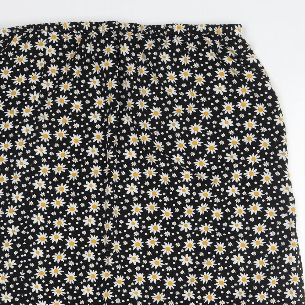 SheIn Womens Black Floral Polyester Straight & Pencil Skirt Size 4XL