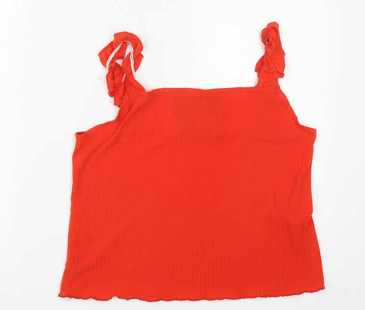New Look Womens Orange Polyester Cropped Tank Size 18 Square Neck
