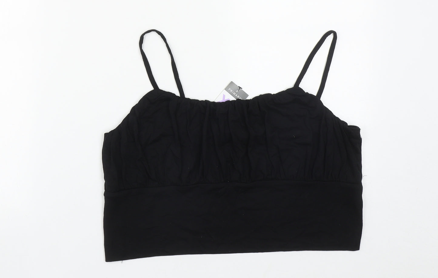 Primark Womens Black  Viscose Cropped Tank Size XL Square Neck